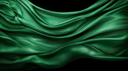 Obraz premium A green satin fabric on a black background