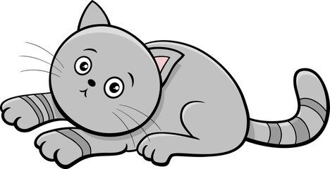 cute cartoon gray tabby kitten animal character