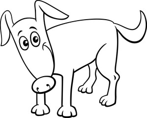 happy cartoon dog or puppy animal character coloring page