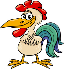 funny cartoon rooster bird farm animal character