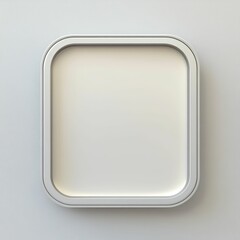 White rounded rectangular frame on a wall.