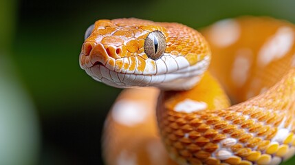 Obraz premium Close-up of an orange snake with white spots, coiled.