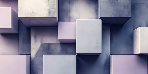 
Geometric Blocks with Shadows 3D abstract geometric blocks in ashwood gray, muted lavender, and cloud white, with soft diagonal shadows.