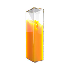Glass letter I filled with orange juice on a transparent background, 3D render.
