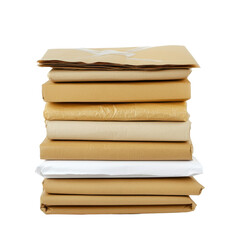Fototapeta premium Stack of brown paper-wrapped packages in neat layers, representing sustainable packaging.