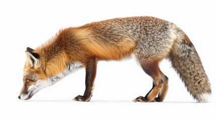 Fototapeta premium Red Fox Tracking a Scent on Snow