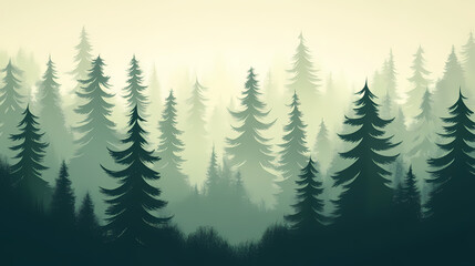Spring forest. Misty. Illustration