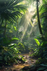 Artistic rainforest scene with creative elements.