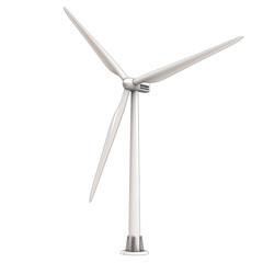 3D illustration of wind turbine with three blades, isolated on transparency background, showcasing clean energy technology and renewable energy solutions