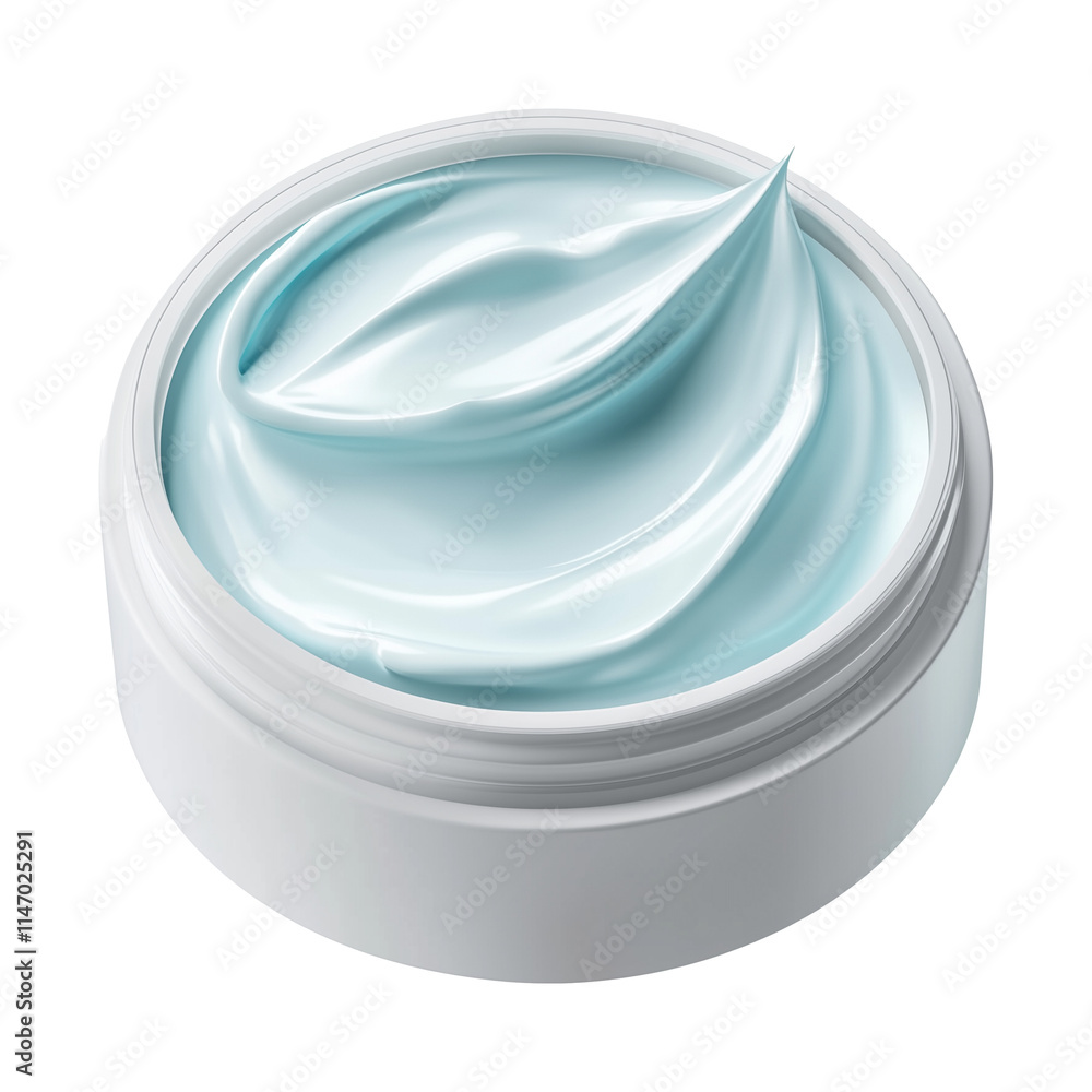Aufkleber 3d illustration of light blue antiseptic cream in white round container, isolated on transparency ba