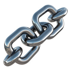 shiny metallic chain with interlocked links, isolated on transparency background, showcasing strength and connection. reflective surface adds modern and industrial feel