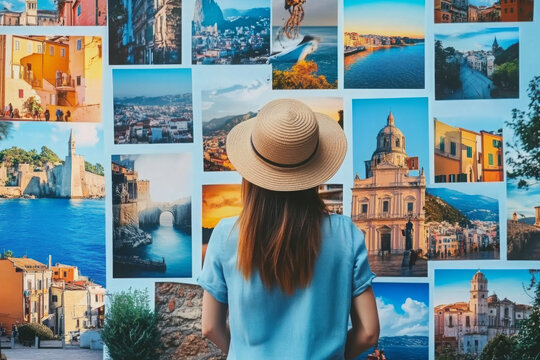 Collage of printed travel photos 

