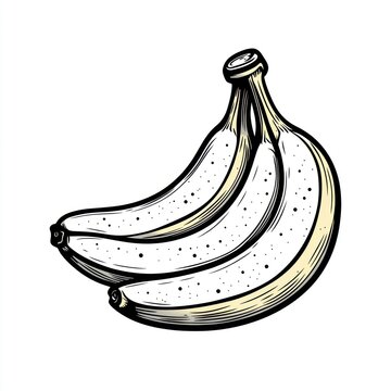 recommend clip art: Hand-drawn illustration of a bunch of ripe bananas.