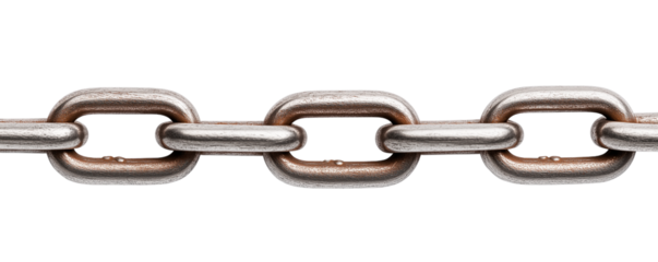close up of chain isolated on white, png