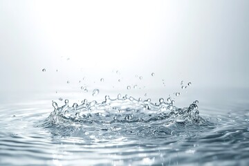 Gentle splash creating ripples on surface, soft light enhancing