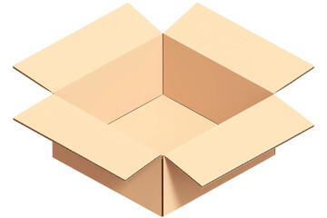 Open cardboard box with flaps spread outward, isolated on transparency background, showcasing simple and clean design. Ideal for packaging, shipping, or storage concepts