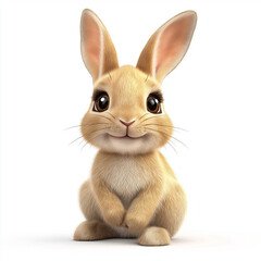 Fototapeta premium Rabbit is sitting on a white background