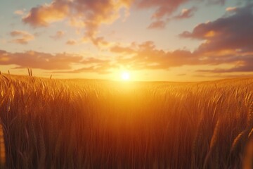 Fototapeta premium Sunset over wheat field