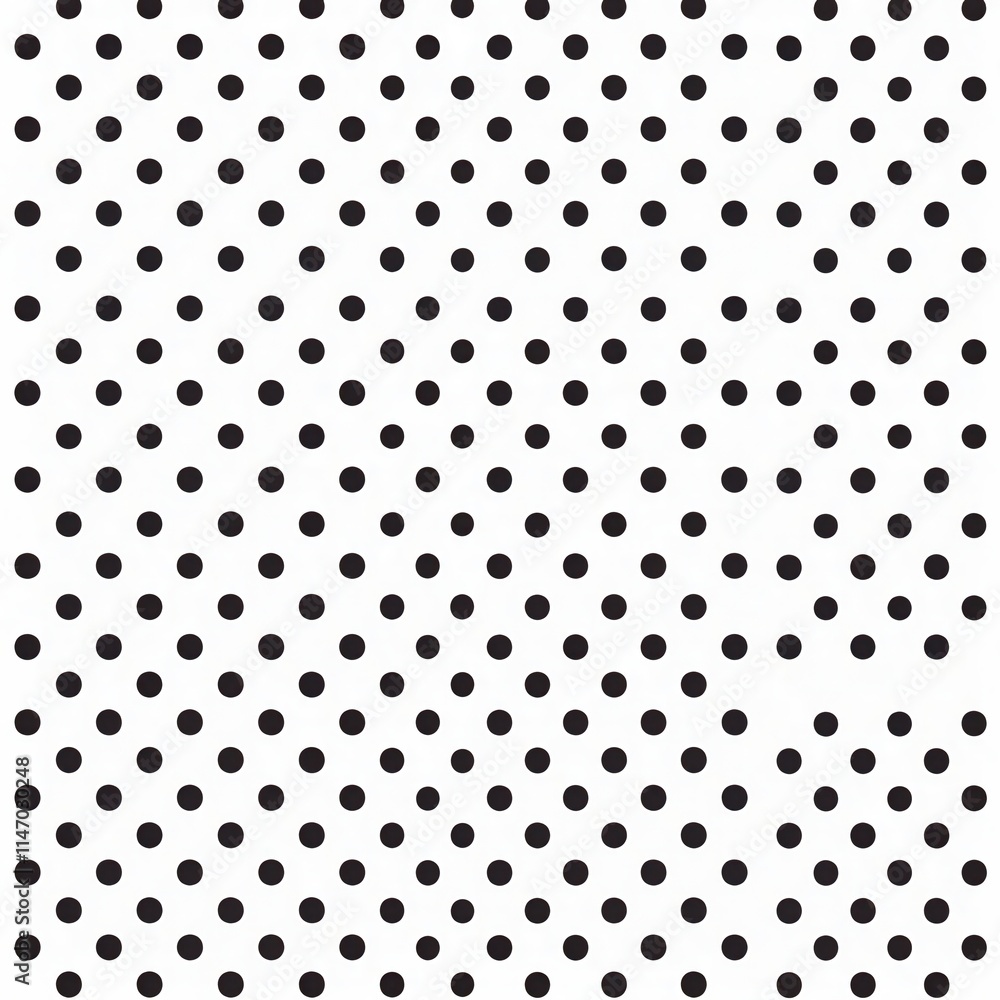 Poster Polka dot pattern with black dots on white background suitable for various design applications and fabric choices. Generative AI