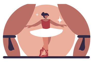 Female ballerina dancer wearing tutu dress flat vector illustration
