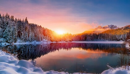 Fototapeta premium sunrise over the lake