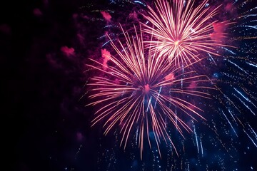 Fototapeta premium Vivid Fireworks Display Illuminating The Night Sky