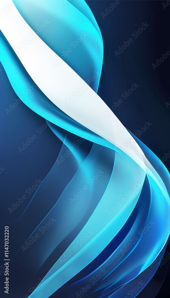 Poster flowing waves of blue create a calming atmosphere. generative ai