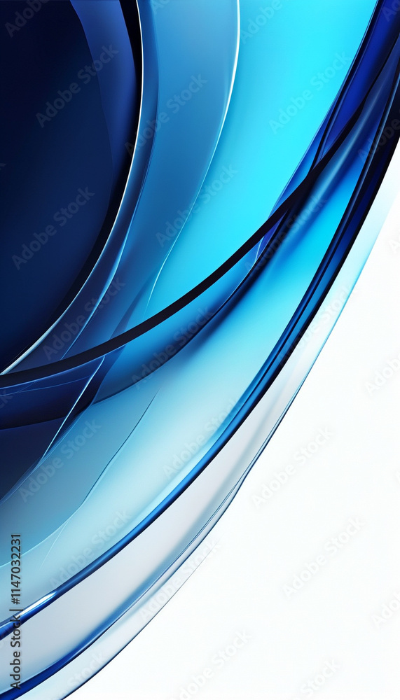 Poster vibrant blue abstract curves creating fluid motion. generative ai