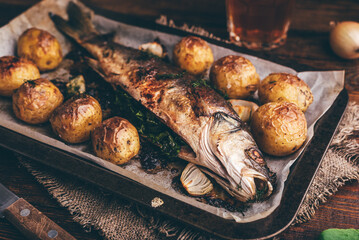 Fish Baked with Sorrel and New Potatoes