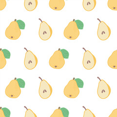 Vector Pears Seamless pattern. Retro style fresh fruit repeat pattern for wallpapers, textiles, backgrounds