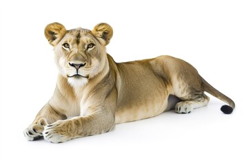 Obraz premium Majestic lioness resting gracefully, showcasing powerful presenc