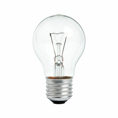 Single Lightbulb on White Background, The light bulb is burning bright on a white background	
