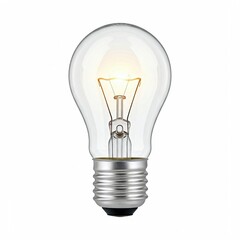 Single Lightbulb on White Background, The light bulb is burning bright on a white background	
