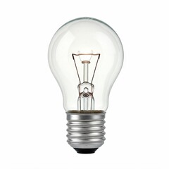 Single Lightbulb on White Background, The light bulb is burning bright on a white background	
