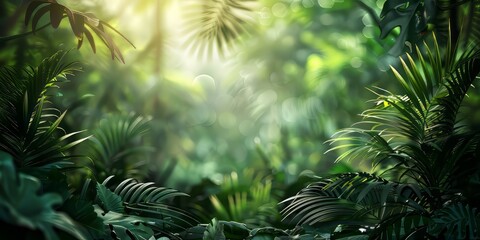 Tropical forest scene with blank space.