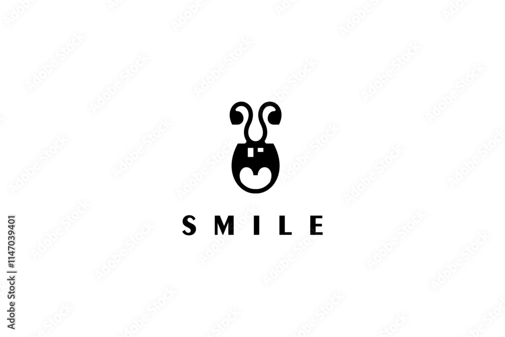 Poster template logo design solution with funny smile image