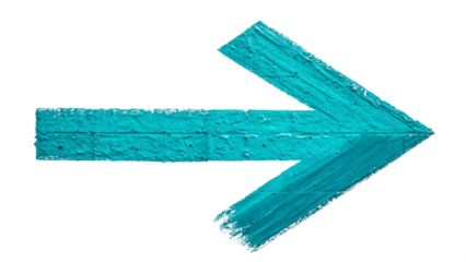 Turquoise Painted Arrow, blue arrow isolated on white.