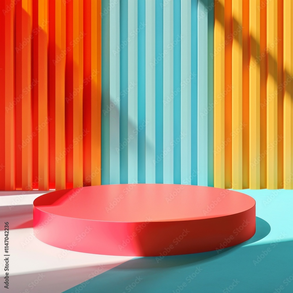 Poster bright and colorful abstract background featuring geometric shapes and shadows in a modern minimalis