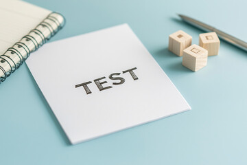 Test text on paper blue background