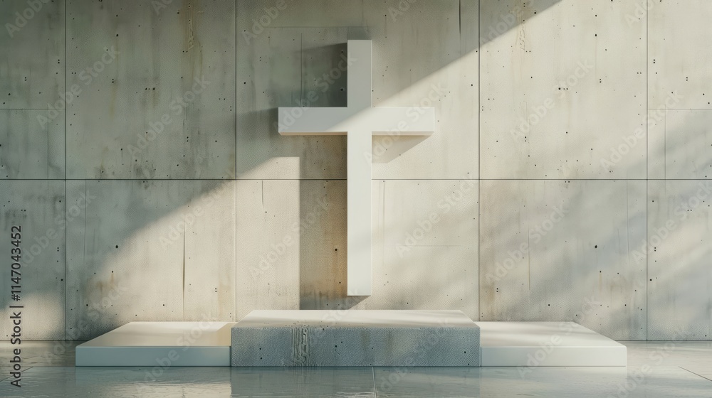 Poster clean and minimalist design of the cross with minimalist nature elements