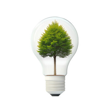 light bulb with green grass and tree