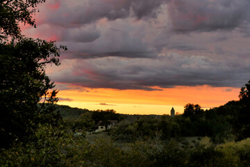 Ominous clouds above a beautiful Dordogne Sunset.