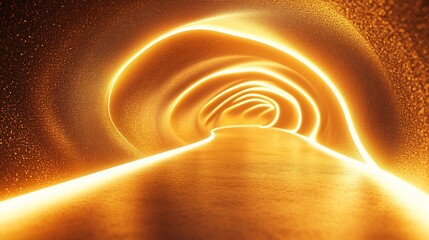 Naklejka premium Glowing golden tunnel, abstract pathway.
