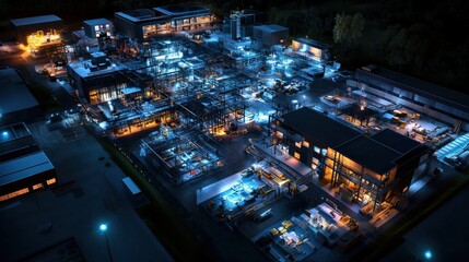 Obraz premium A futuristic 3D construction project digital twin, live analytics on resource management, task scheduling, and predictive maintenance visualized in real time