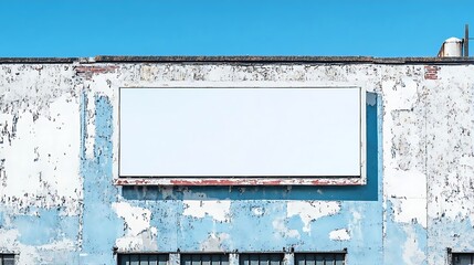 Blank Billboard on Weathered Building: A Rustic Urban Scene