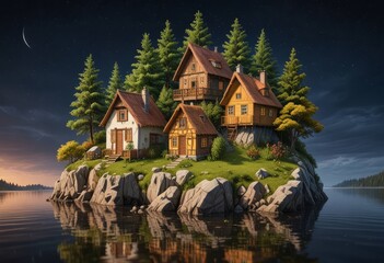 Fototapeta premium house on the river