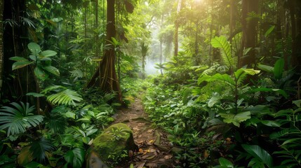 Dense jungle with a thick canopy of trees.