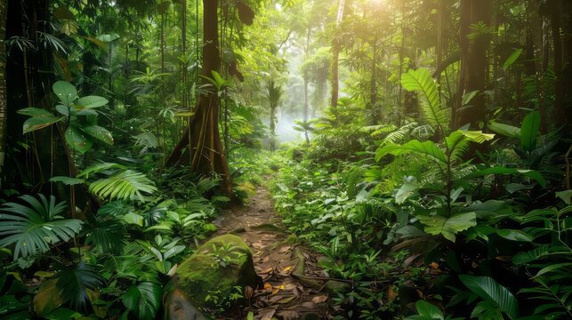 Dense jungle with a thick canopy of trees.