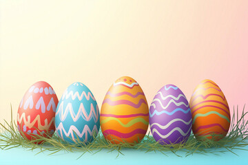 Fototapeta premium easter eggs on green grass