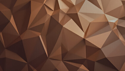 Abstract geometric polygonal background. 3D low poly shapes in warm beige tones. Angular, faceted textures and shadows. 